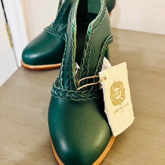 Bali Elf Spirit Walker Fairy Boho Stacked Heel Leather Booties Size 7 - Picture 6 of 13